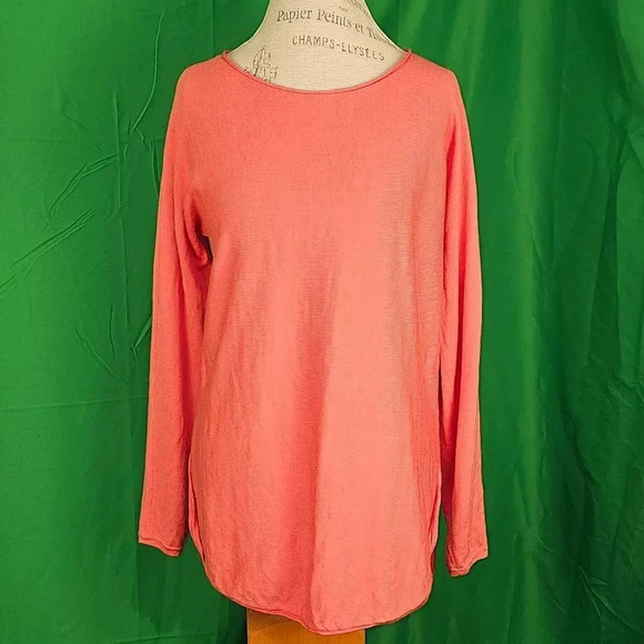 Eileen Fisher Womens Coral Merino Wool Tunic Sweater‎ Medium - Picture 1 of 5